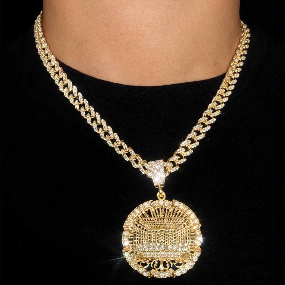 Swarovski Gold-Tone Pave Medallion Pendant Necklace